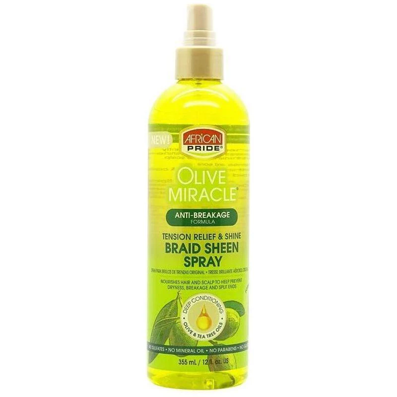 African Pride Olive Miracle Anti-Breakage Braid Sheen Spray 355ml - Image 2