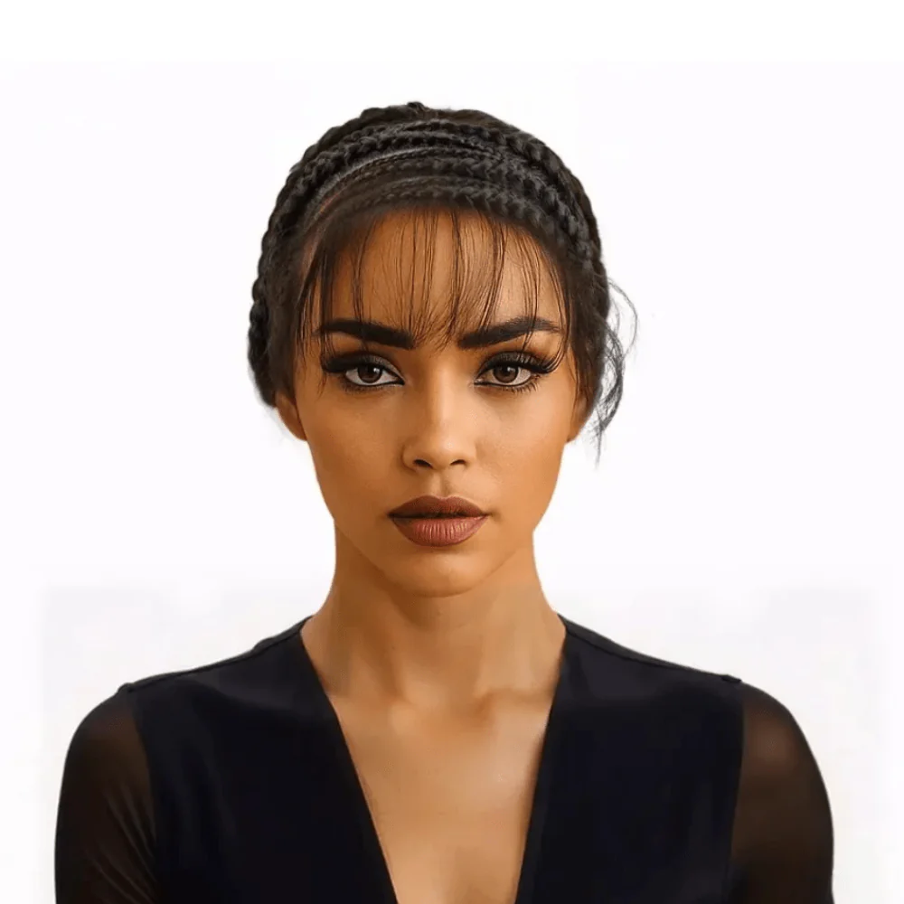 Dream Hair Swiss Lace Frontal French Braided Wig: Natural Color (400g) - Image 2
