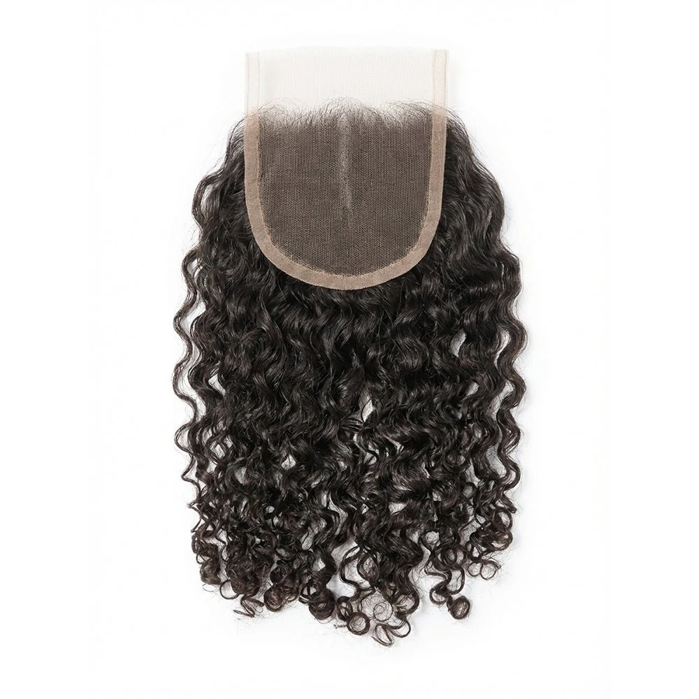 Dream Hair Natural Closure 4*4 Middle Part Deep Wave Brazilian Virgin 14:Natural Color - Image 3