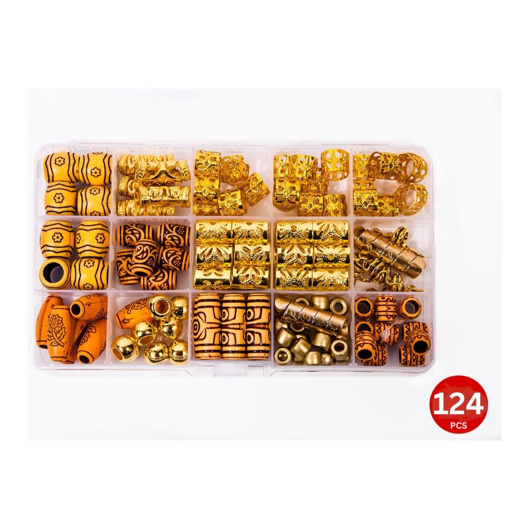 Dreamfix 124Pcs Hair Rings & Beads 12 Style - Image 5