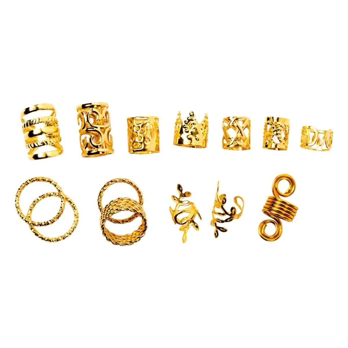 Dreamfix 290Pcs Hair Rings & Bead Jewelry 11 Style Gold - Image 4
