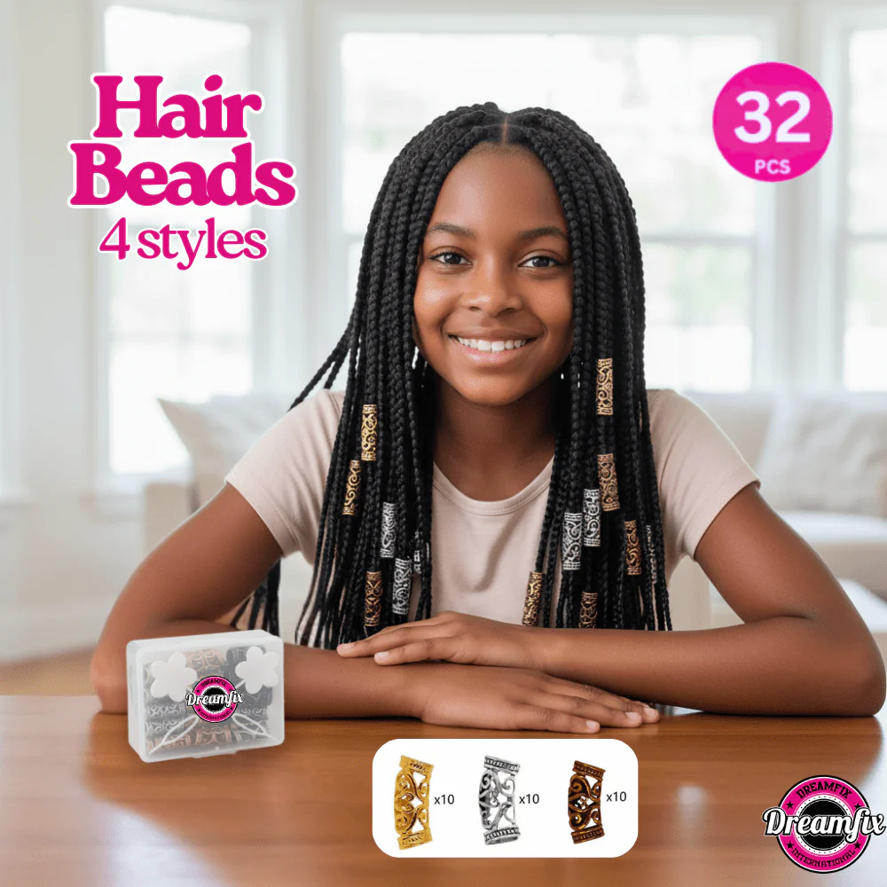 Dreamfix 32Pcs African Hair Beads 4 Styles