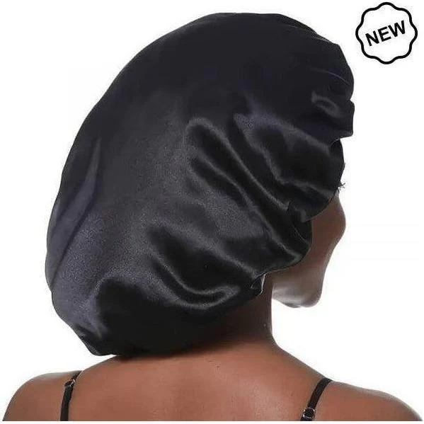 Dreamfix Black Satin Bonnet For Sleeping & Showering - Image 3