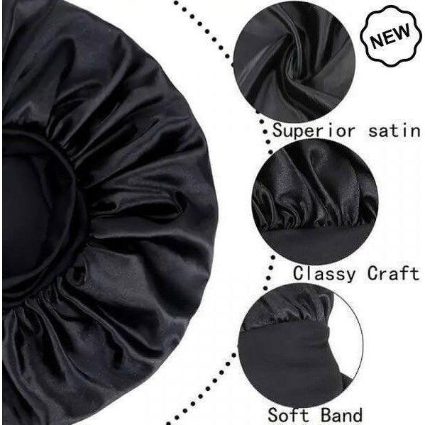 Dreamfix Black Satin Bonnet For Sleeping & Showering - Image 4