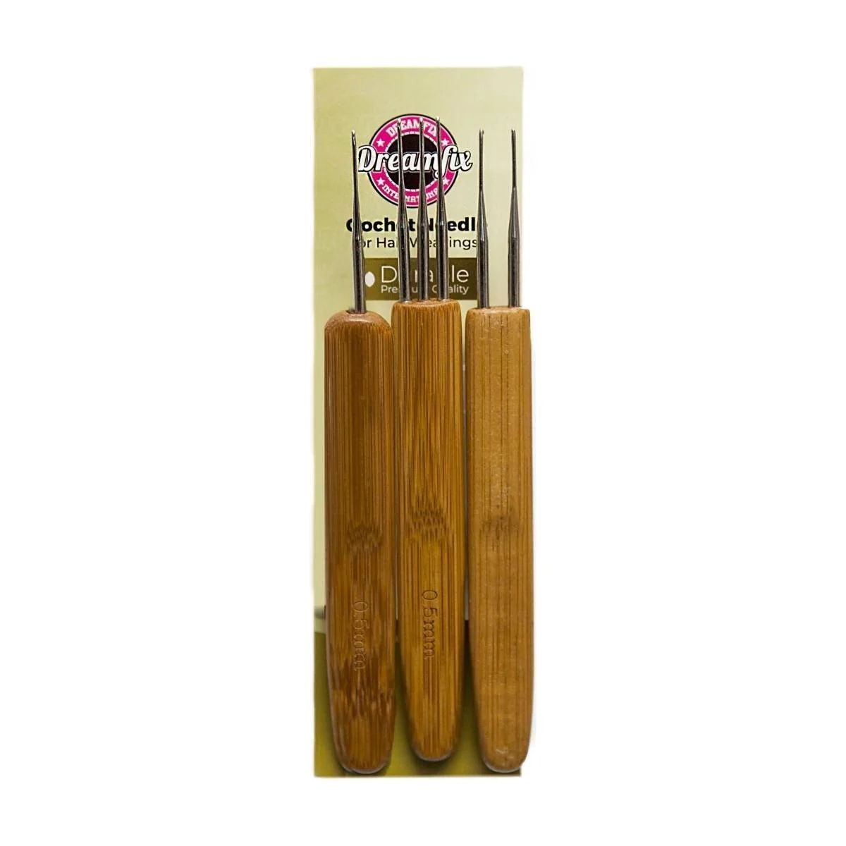 Dreamfix Dreadlock Crochet Needle Hook Bamboo Handle Hooks Tools Making 3 Pcs 0.5 mm