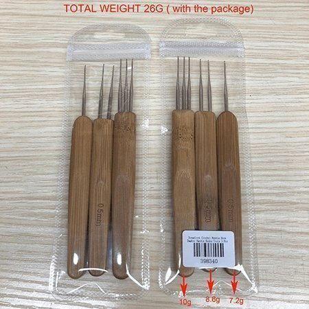 Dreamfix Dreadlock Crochet Needle Hook Bamboo Handle Hooks Tools Making 3 Pcs 0.5 mm - Image 6