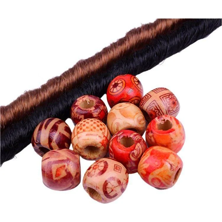 Dreamfix Hair Barrel Bead Wooden 24pcs
