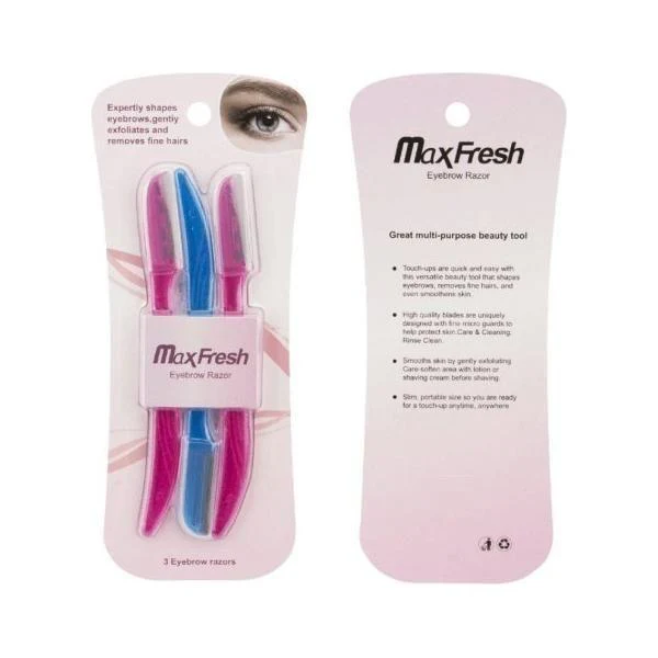 Dreamfix Maxfresh Single Blade Eyebrow Razors 3 Pcs Pink/Blue - Image 3