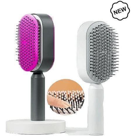 Dreamfix Self Cleaning Hair Detangling and Scalp Massager Brushes White/Purple