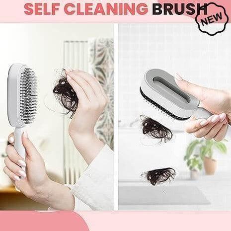 Dreamfix Self Cleaning Hair Detangling and Scalp Massager Brushes White/Purple - Image 12