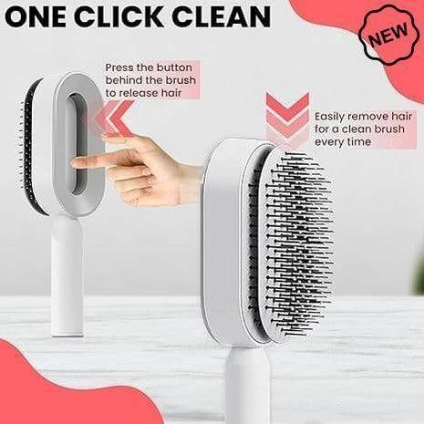 Dreamfix Self Cleaning Hair Detangling and Scalp Massager Brushes White/Purple - Image 3