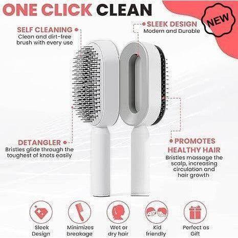 Dreamfix Self Cleaning Hair Detangling and Scalp Massager Brushes White/Purple - Image 4