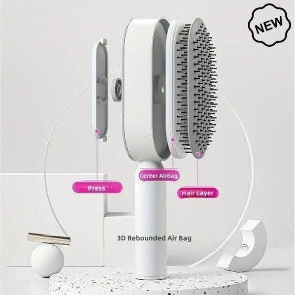Dreamfix Self Cleaning Hair Detangling and Scalp Massager Brushes White/Purple - Image 5