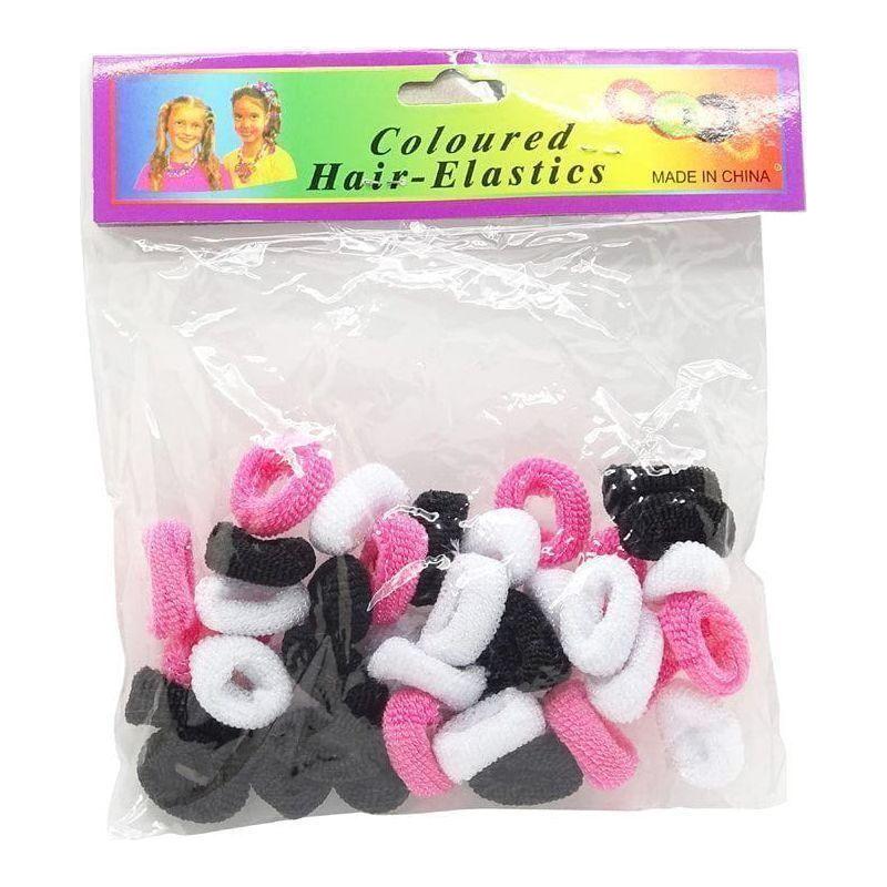 Hair Elastics Color Black White & Pink HC01