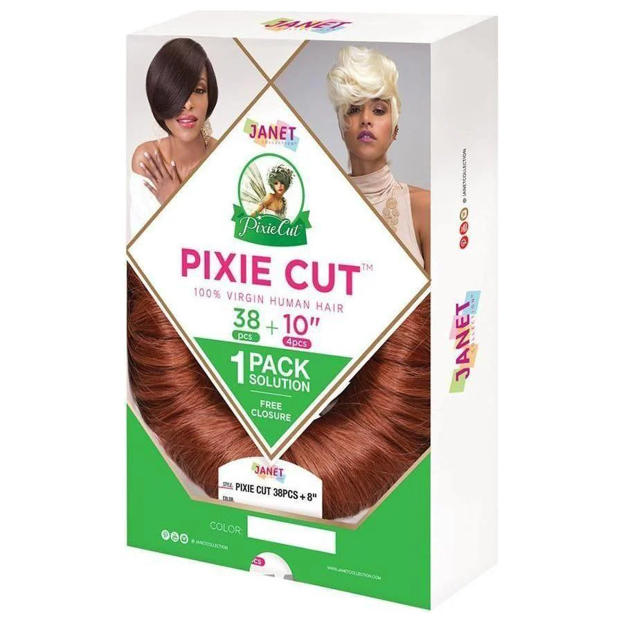 Janet Collection Pixie Cut 38pcs + 10"(4 pcs) 100% Virgin Echthaar - Image 2