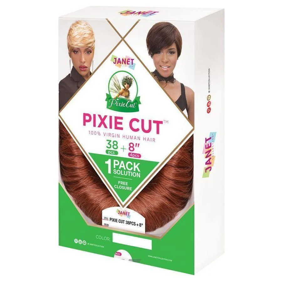 Janet Collection Pixie Cut 38pcs + 8"(4pcs) 100% Virgin Echthaar - Image 3