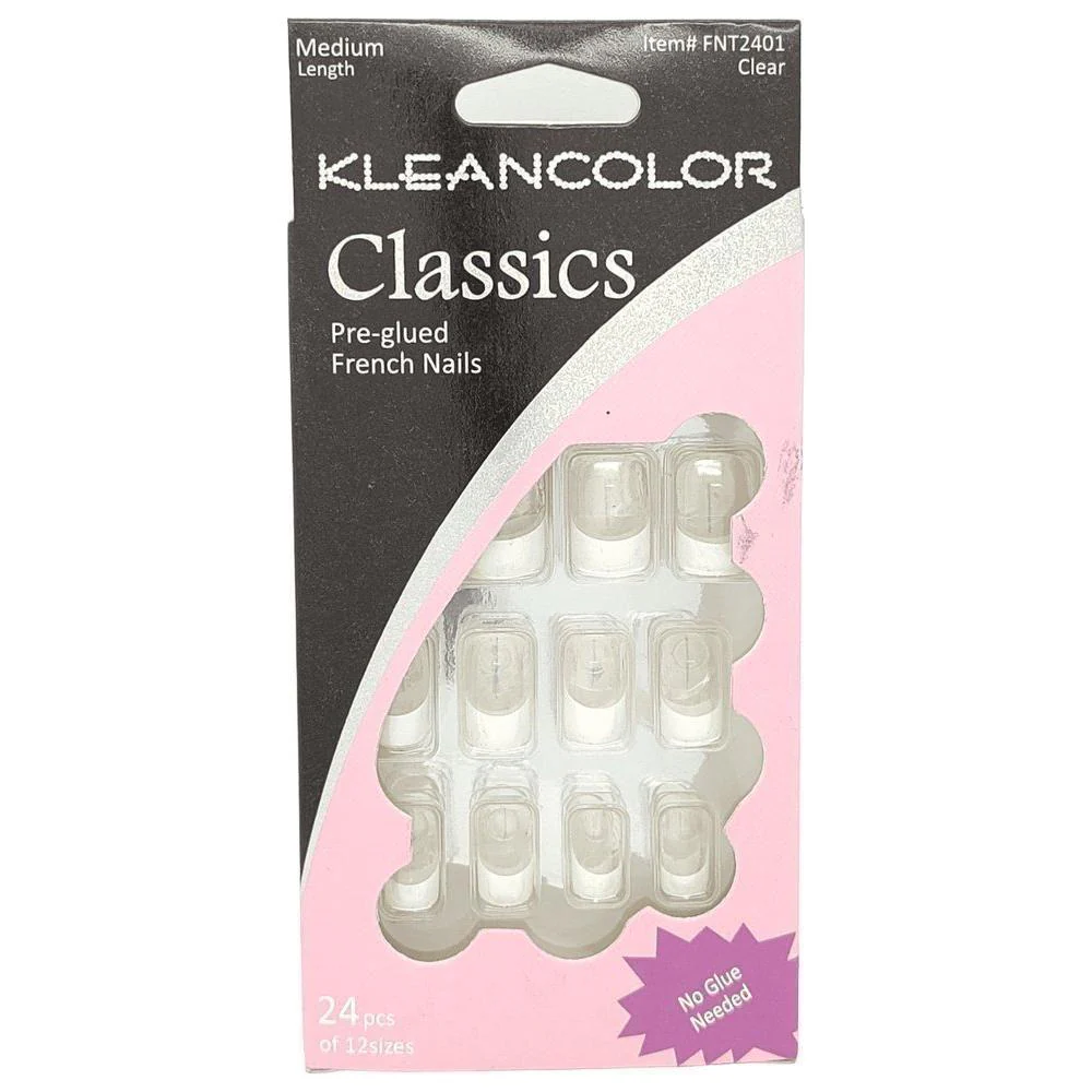 Kleancolor Classics Pre-glued French Nails 24 Pcs of 12 Sizes - Image 4