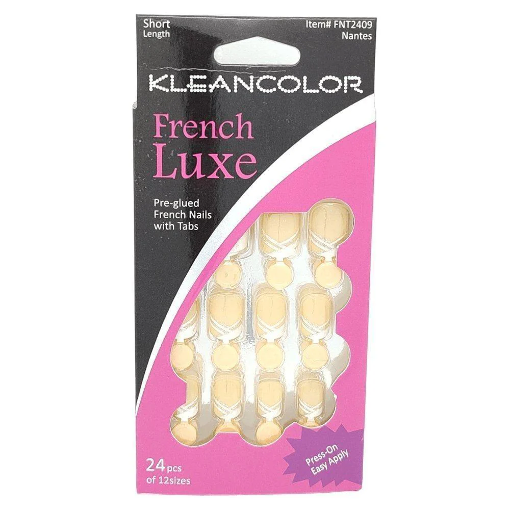 Kleancolor French Luxe Pre-glued French Nails With Tabs 24 Pcs Of 12 Sizes - Image 3