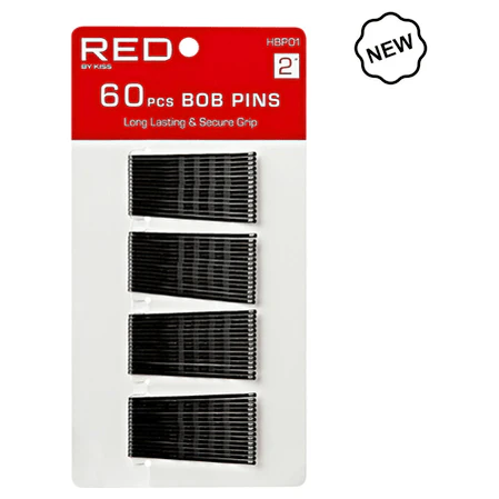 Red By Kiss Bob Pins 2" 60Pcs Black