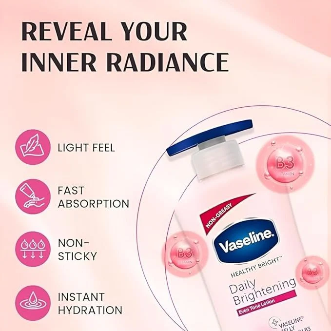 Vaseline Daily Brightening Lotion (600ml/725ml) - Image 4